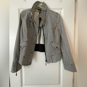 White House Black Market Gingham Bomber Jacket